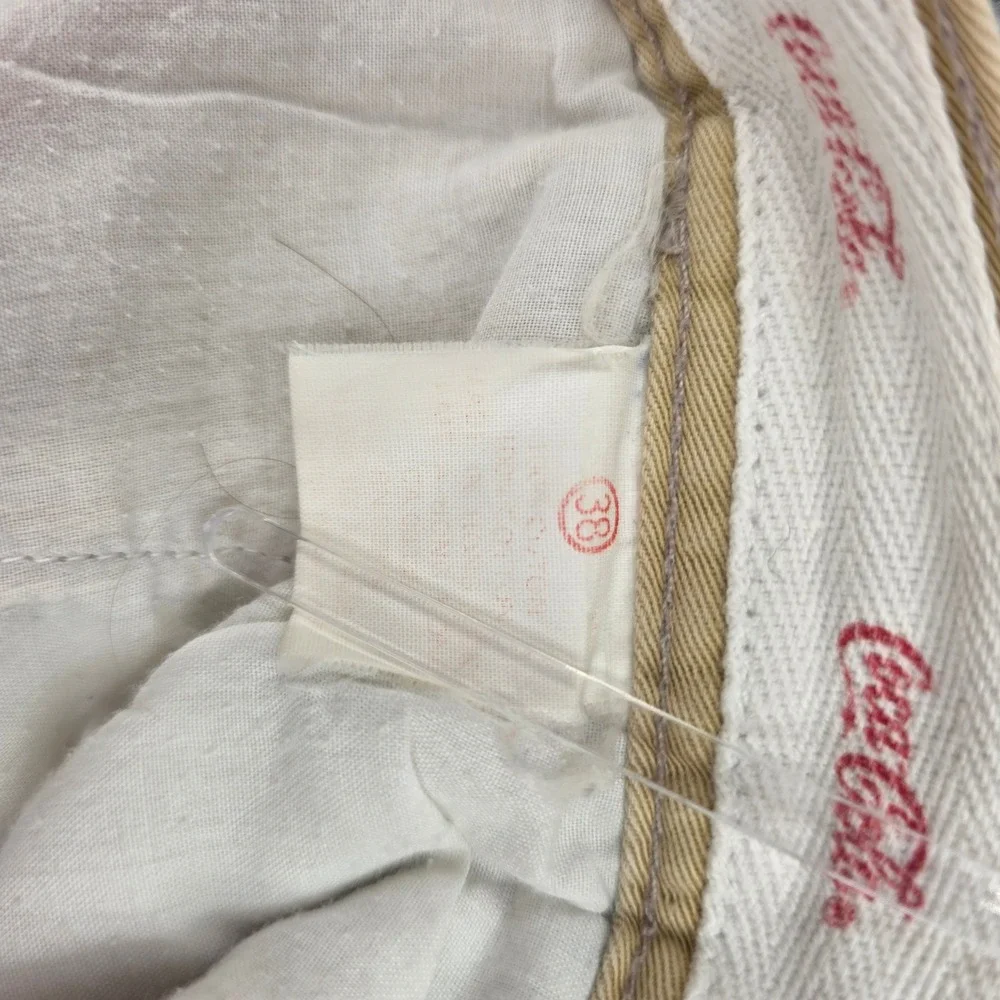 Vintage Coca-Cola Khaki Pleated Chinos Mens 36x29 Relaxed Straight Tan Pants USA